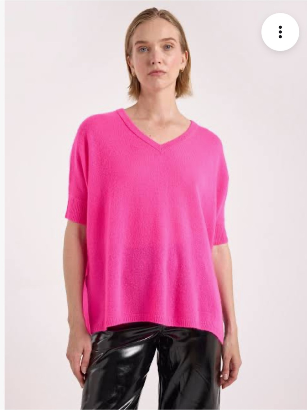 Brodie Cashmere Neon Pink Bronte V-Neck Poncho Tee Sweater Size XS